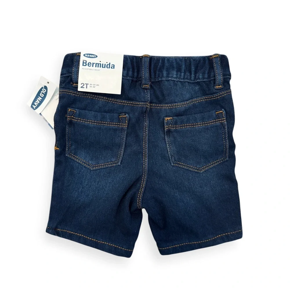 NWT Old Navy Toddler 2T Bermuda Denim Shorts 2pk Dark & Light Wash
